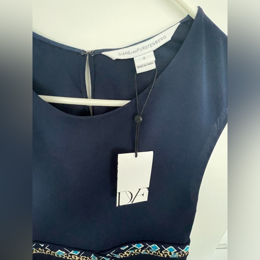 Diane Von Furstenberg Rosalie Dress Midnight Wired Size 6 NWT - Picture 8 of 11